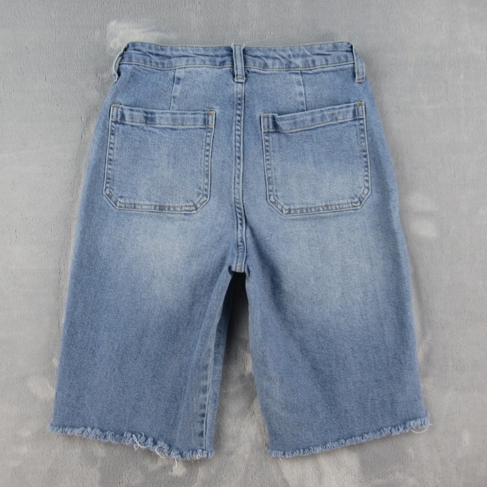 And Now This Womens High Rise Denim Bermuda Shorts Light Wash Raw Hem 27 MR24807 - Picture 7 of 12